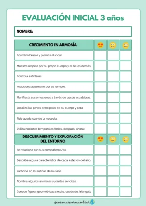 Evaluación Inicial en Educación Infantil 3, 4 y 5 años - Enseñar para Cambiar