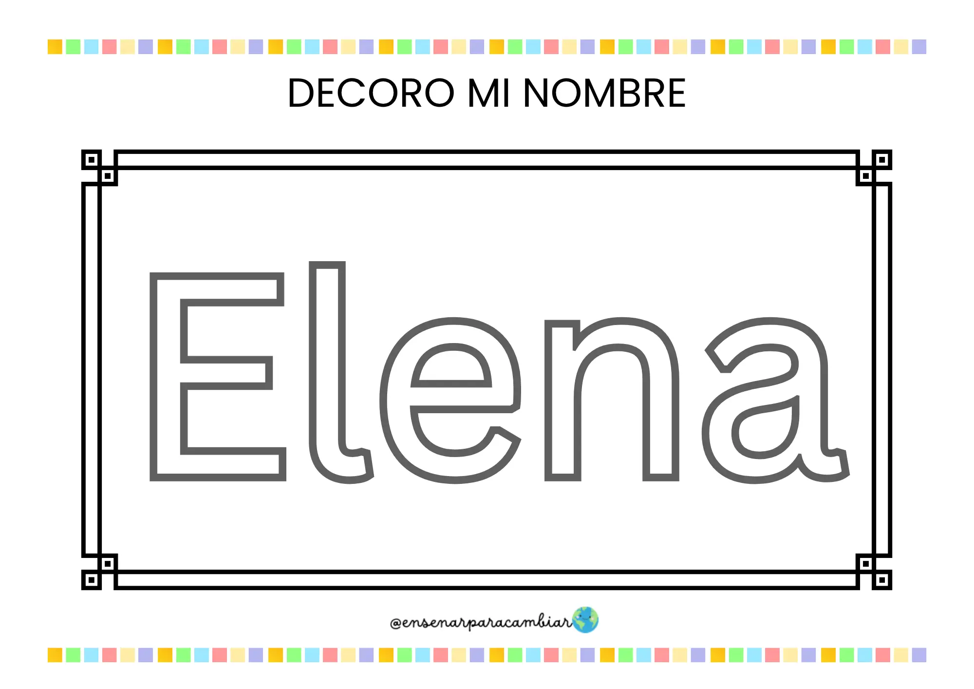 Cuaderno imprimible y editable Libro del Nombre para 5 años de Enseñar para Cambiar con actividades de trazo en minúscula y diploma final
