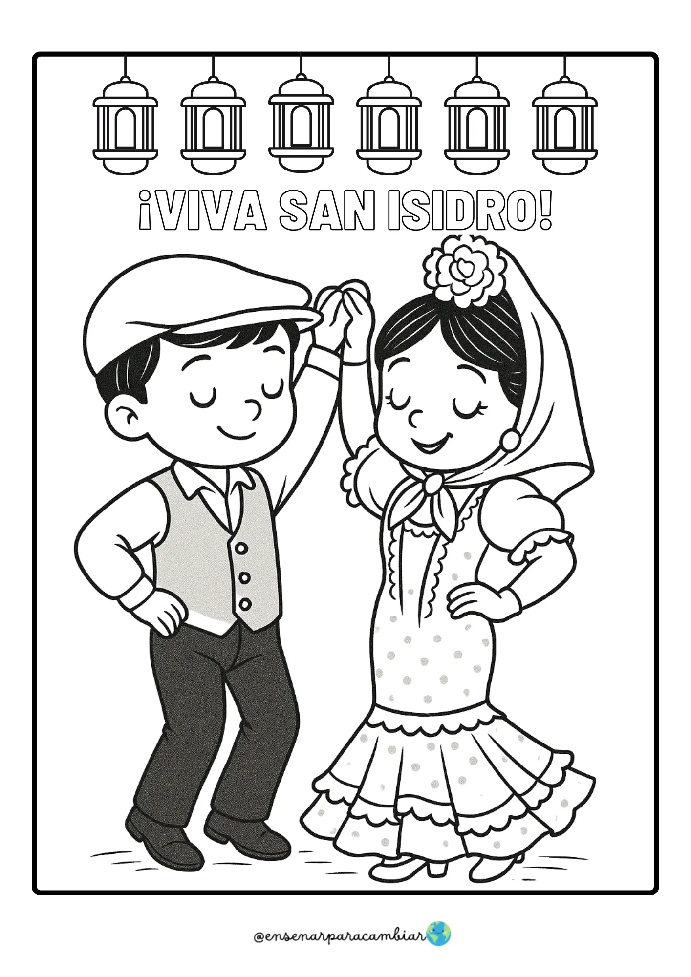 Dibujos para decorar y colorear de chulapos y chulapas