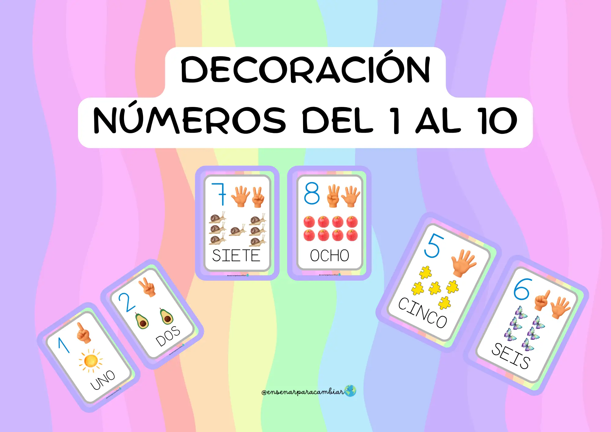 Tarjetas de Números del 1 al 10 para Decorar el Aula