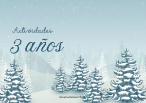 Material educativo de invierno para 3 años con actividades de grafomotricidad y banderines decorativos infantiles