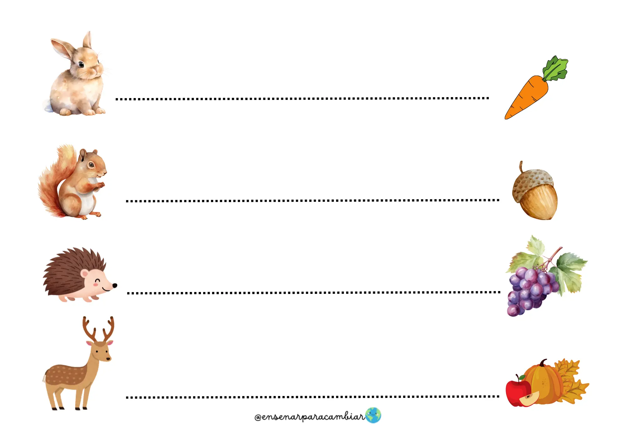 Material educativo de otoño para 3 años con actividades de grafomotricidad