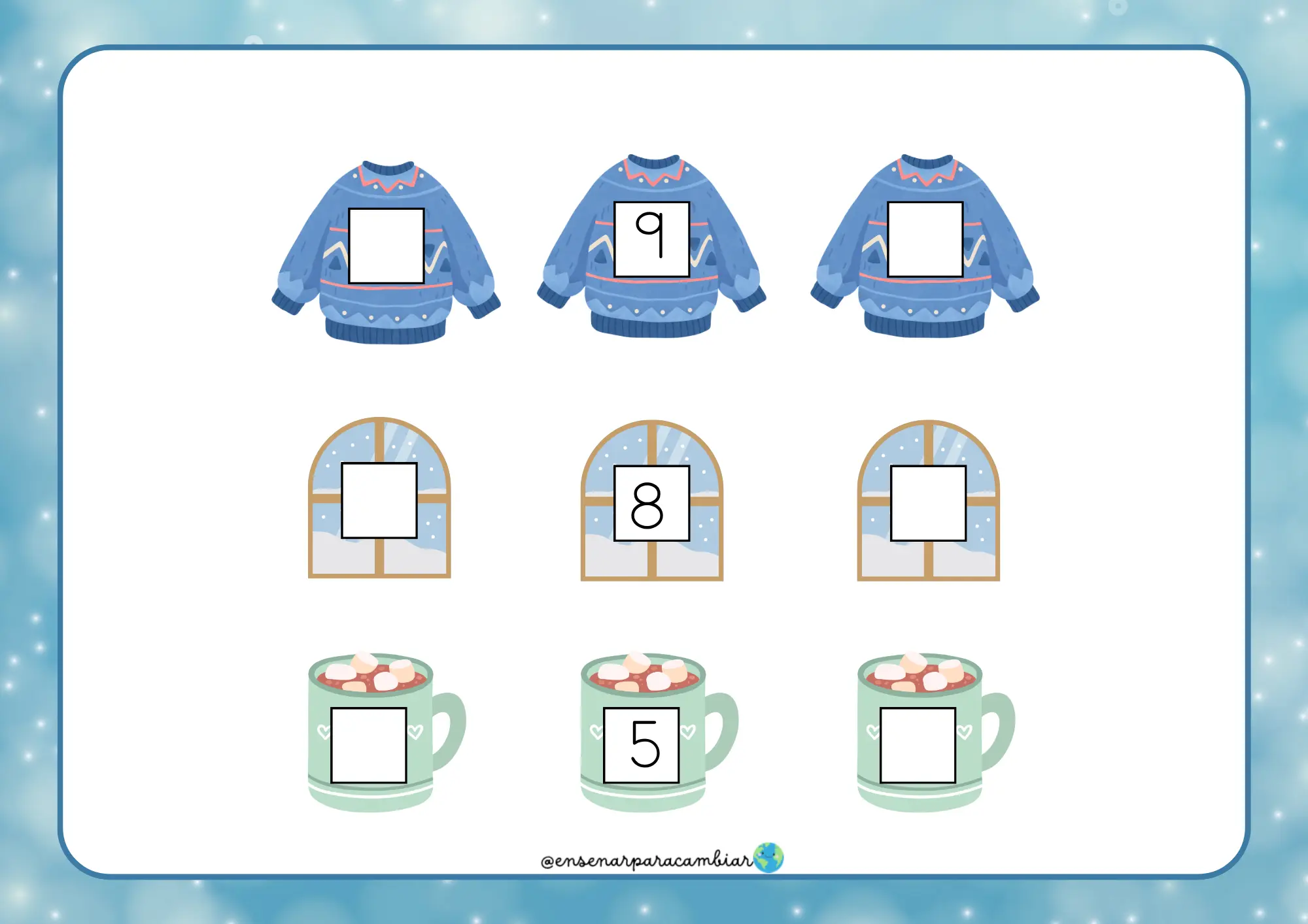 Material escolar de invierno de actividades ABN y lenguaje para maestros de infantil