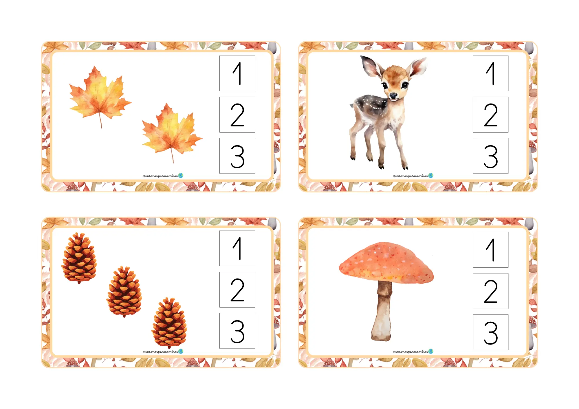Pack Material educativo de otoño para 3 años con actividades de grafomotricidad y mesa de luz