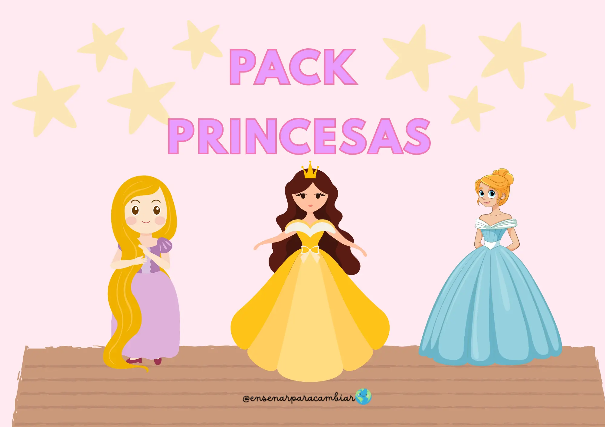 Portada del recurso imprimible Pack Princesas para Educación Infantil con actividades de letras y números