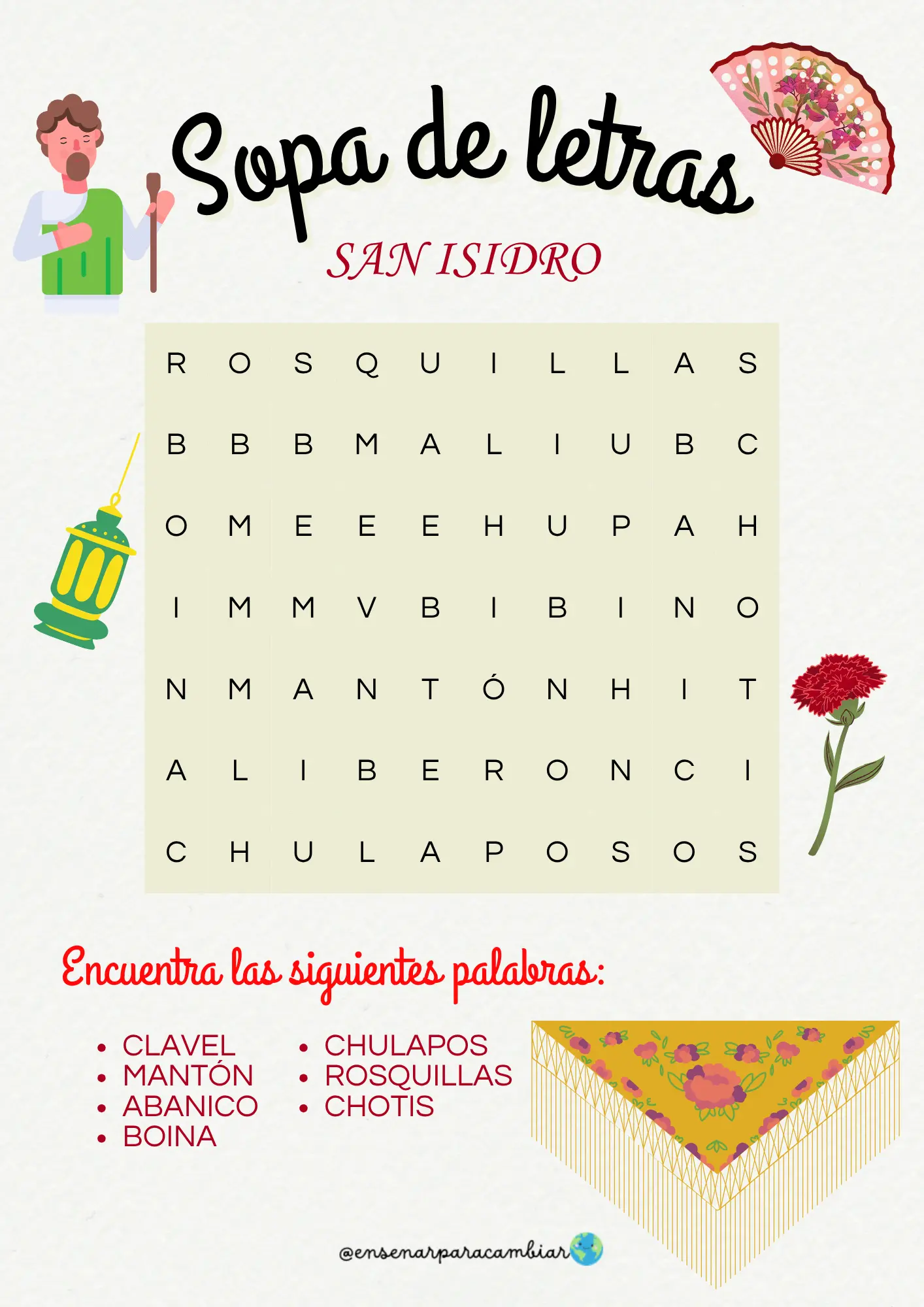 Sopa de letras SAN ISIDRO