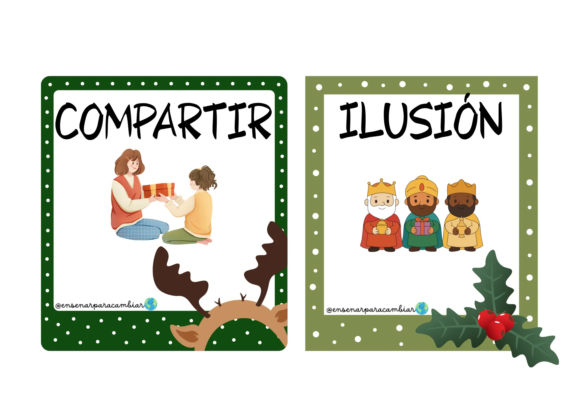 recurso educativo Navidad con imágenes reales para infantil mostrando tarjetas de vocabulario y emociones