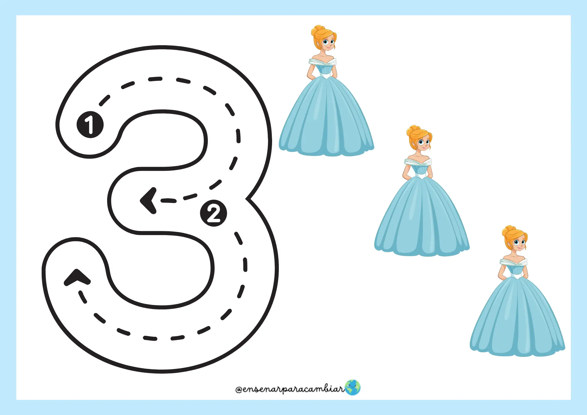 recurso imprimible Pack Princesas para Educación Infantil con actividades de letras y números