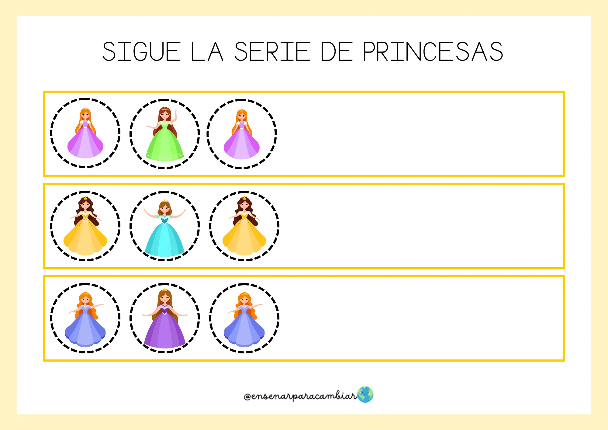 recurso imprimible Pack Princesas para Educación Infantil con actividades de letras