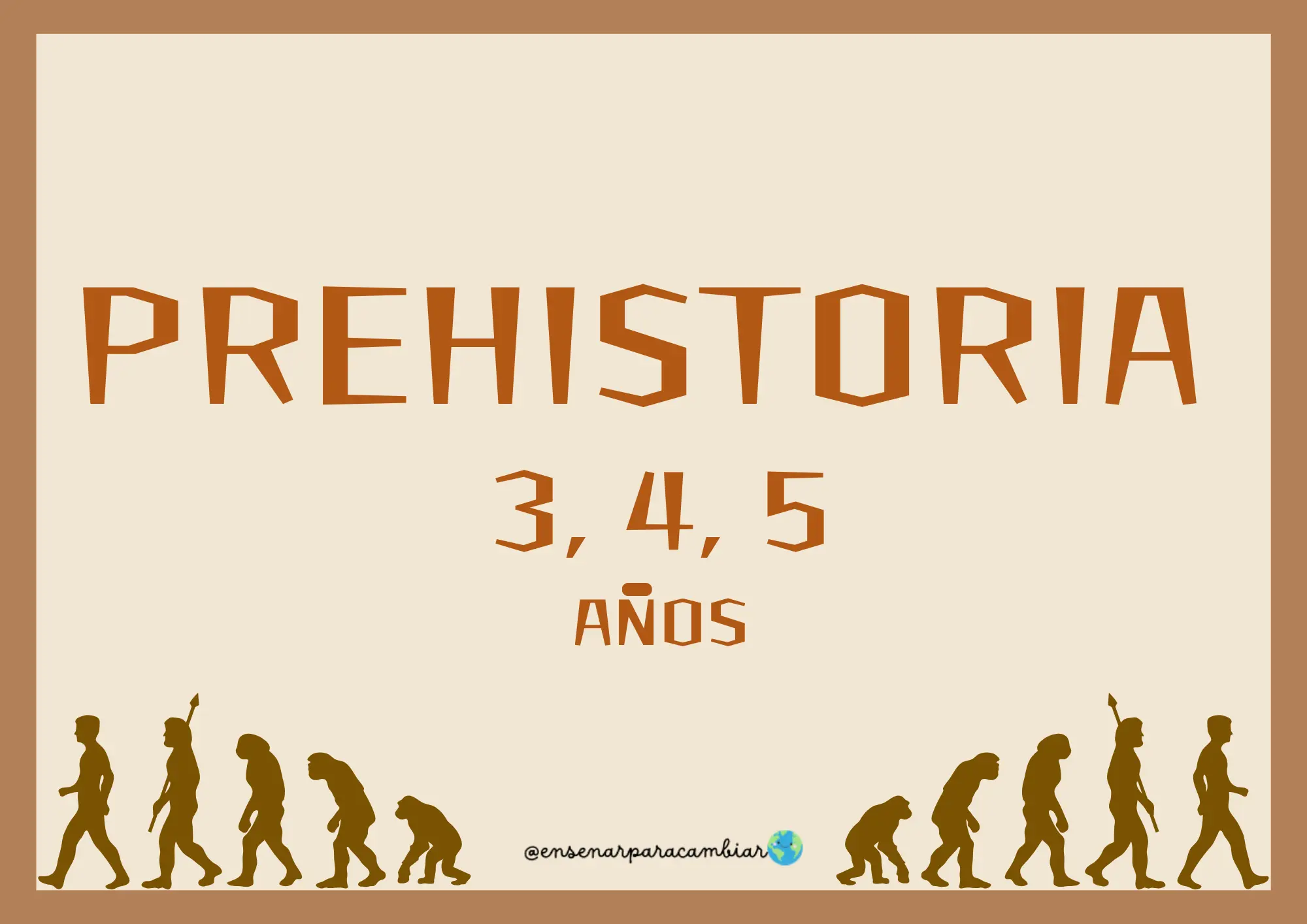 Láminas imprimibles del Proyecto de la Prehistoria de Enseñar para Cambiar con el cartel de la evolución y tarjetas manipulativas de arqueología infantil