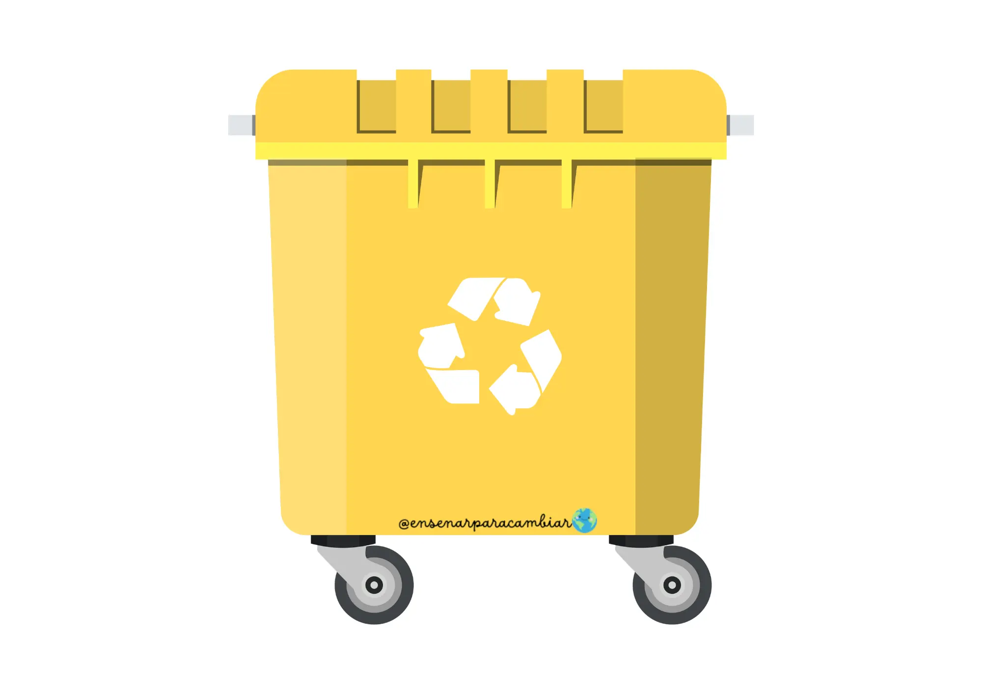 Láminas imprimibles del juego de reciclaje infantil de Enseñar para Cambiar con contenedores de colores y residuos recortables