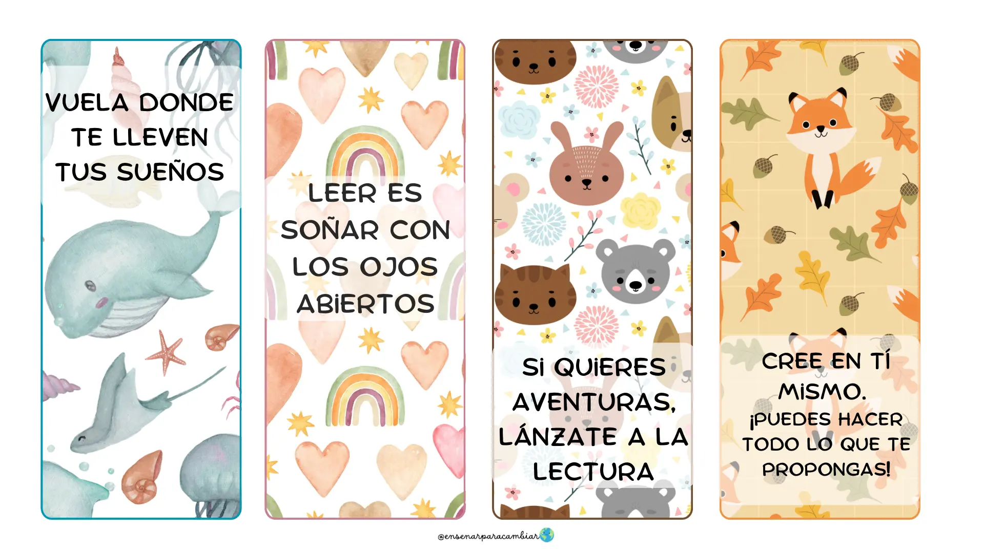Marcapáginas Ilustrados con Frases Motivadoras