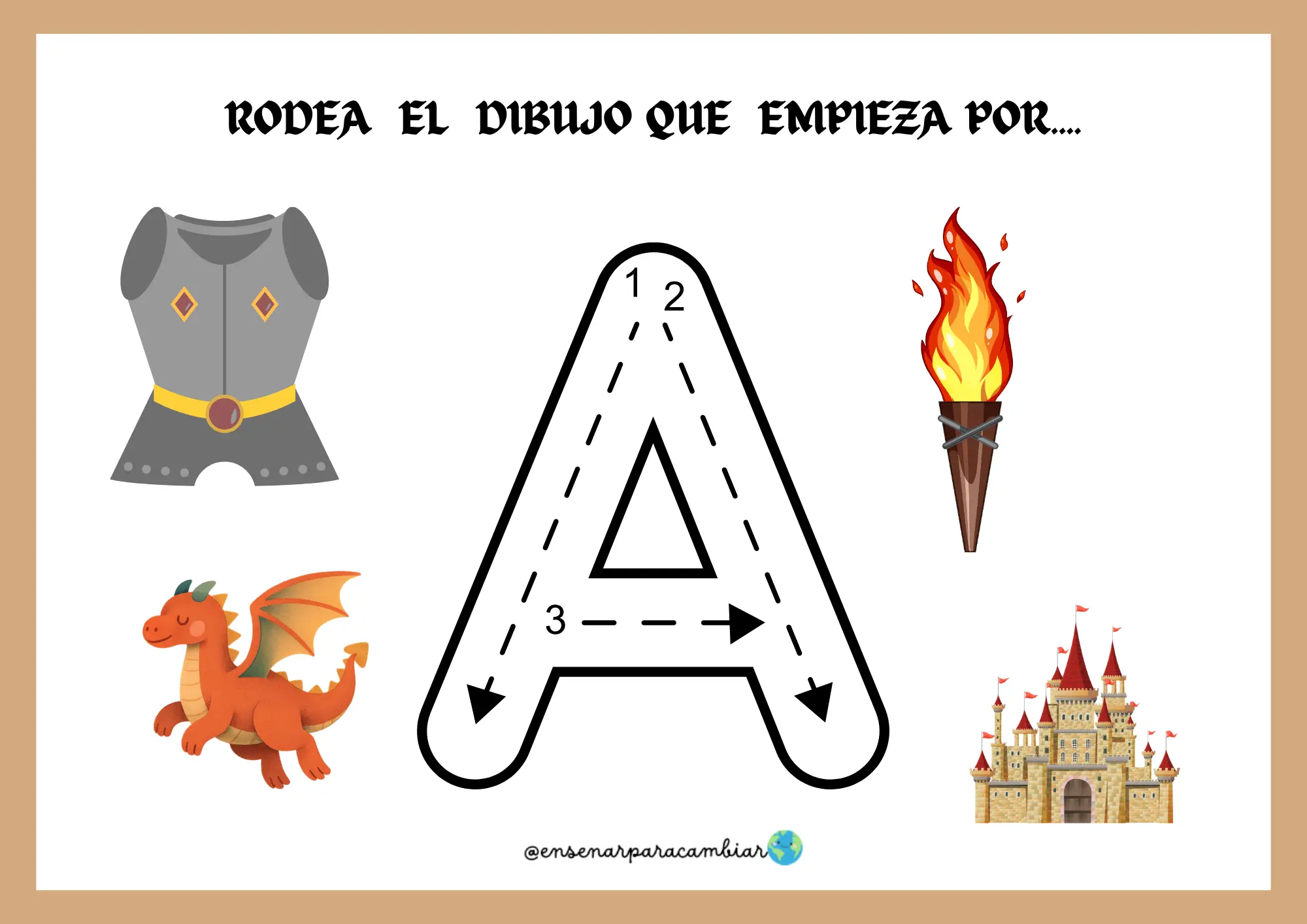 Proyecto de la Edad Media para educación infantil de Enseñar para Cambiar con ilustraciones de castillos, caballeros y ruletas numéricas ABN