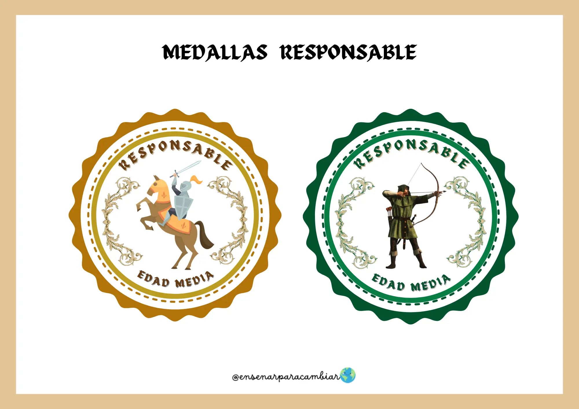 imprimible del Proyecto de la Edad Media para educación infantil con ilustraciones de castillos, caballeros y ruletas numéricas ABN
